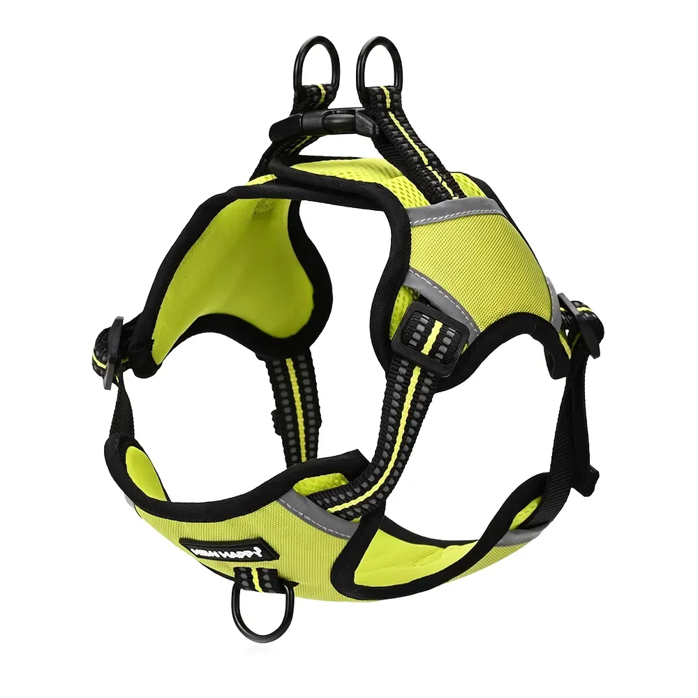 Lime yellow Oxford dog harness with hook-and-loop closure for small dogs