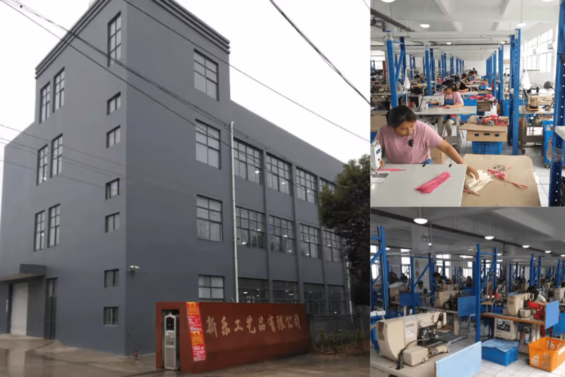 HappyPet Crafts factory building exterior and sewing workshop interiors