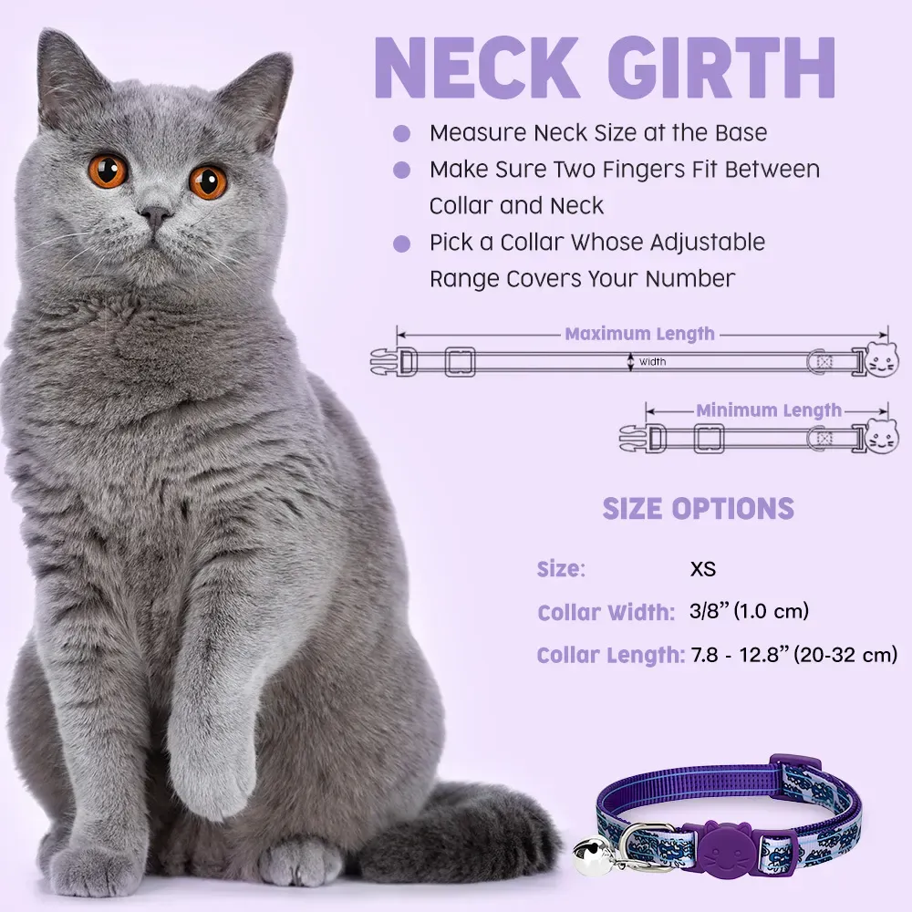 Neck girth sizing guide for the breakaway cat collar