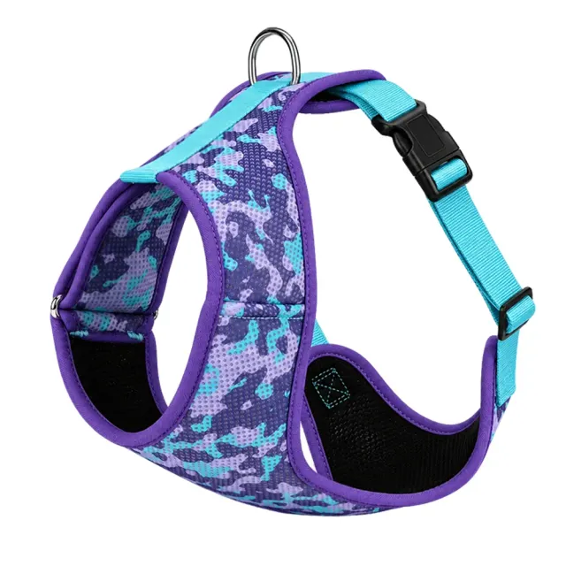 Purple camouflage sublimation-printed mesh vest dog harness