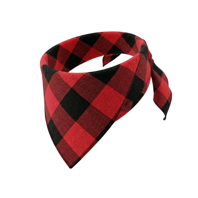 Red and black buffalo plaid pet bandana