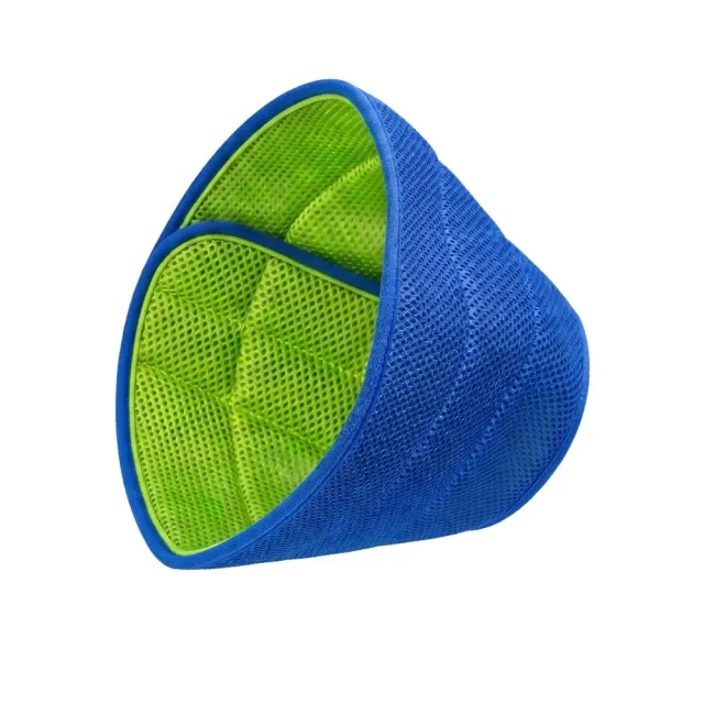 Blue and green soft mesh pet recovery cone with padded lining