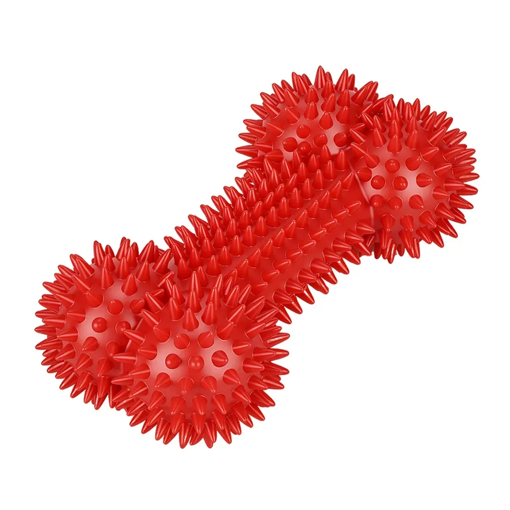 Red squeaky spiky bone TPR dog chew toy